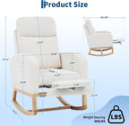 Nursery Rocking Chair, Corduroy Upholstered Rocking Chair with Adjustable Footrest, Tufted Rocker Chair with Side Pocket, Glider Rocker for Living Room, Bedroom