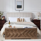 55.1” Storage Bench, Extra Large Entryway Bench with Storage,Storage Chest with 2 Safety Hinges,Blanket Storage,Shoe Storage Chest for Bedroom,Living Room,Easy Assembly. (Greige)