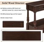 Knocbel Console Table with 6 Storage Drawers and Bottom Shelf, Vintage Sofa Table with Solid Wood Frame and Legs for Entryway Living Room, 54" W x 13.5" D x 32" H, Espresso