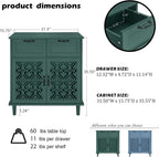 Sideboard Buffet Cabinet, American Farmhouse Green 2 Door 2 Drawer Storage Credenza, Hollow Carved, Living Room Entryway Kitchen Dining Room Console Table, Home Furniture Decor