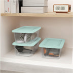 Sterilite Set of 10 Storage Boxes, Clear Plastic Stackable Containers, Lightweight Home Organizers with Snap Lids, 6 Quart, Mindful Mint