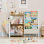 LATIBELL 3 Tier Kids Bookshelf and Toy Storage, Kids Bookcase Book Sling Shelf, Montessori Baby Toddler Bookshelf, Toy Storage Organizer, for Playroom, Bedroom, Nursery (Burlywood)