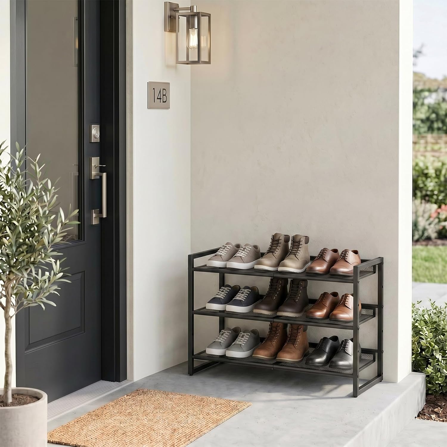 Garden 4 you Shoe Rack - Expandable Shoe Organizer for Closet, Metal Shoe Shelf Organizer, Stackable Adjustable Shoe Storage Shelf for Entryway, Garage, Door Entrance (3-Tier)