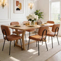 OLIXIS Dining Chairs Set of 6, Modern Upholstered Mid Century Kitchen Chairs with Faux Leather Cushion Seat, Backrest & Metal Legs for Living Room, Bedroom, Home Office, Brown