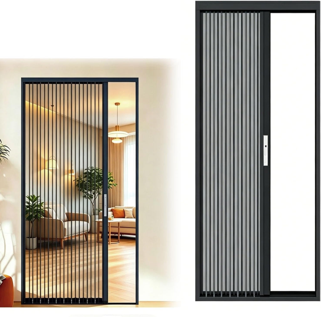 Accordion Door with Lock Space Saving, Sliding Folding Door with Metal Track System, Retractable Partition Door for Bedroom Kitchen Room Use(30x82in(76x208cm))