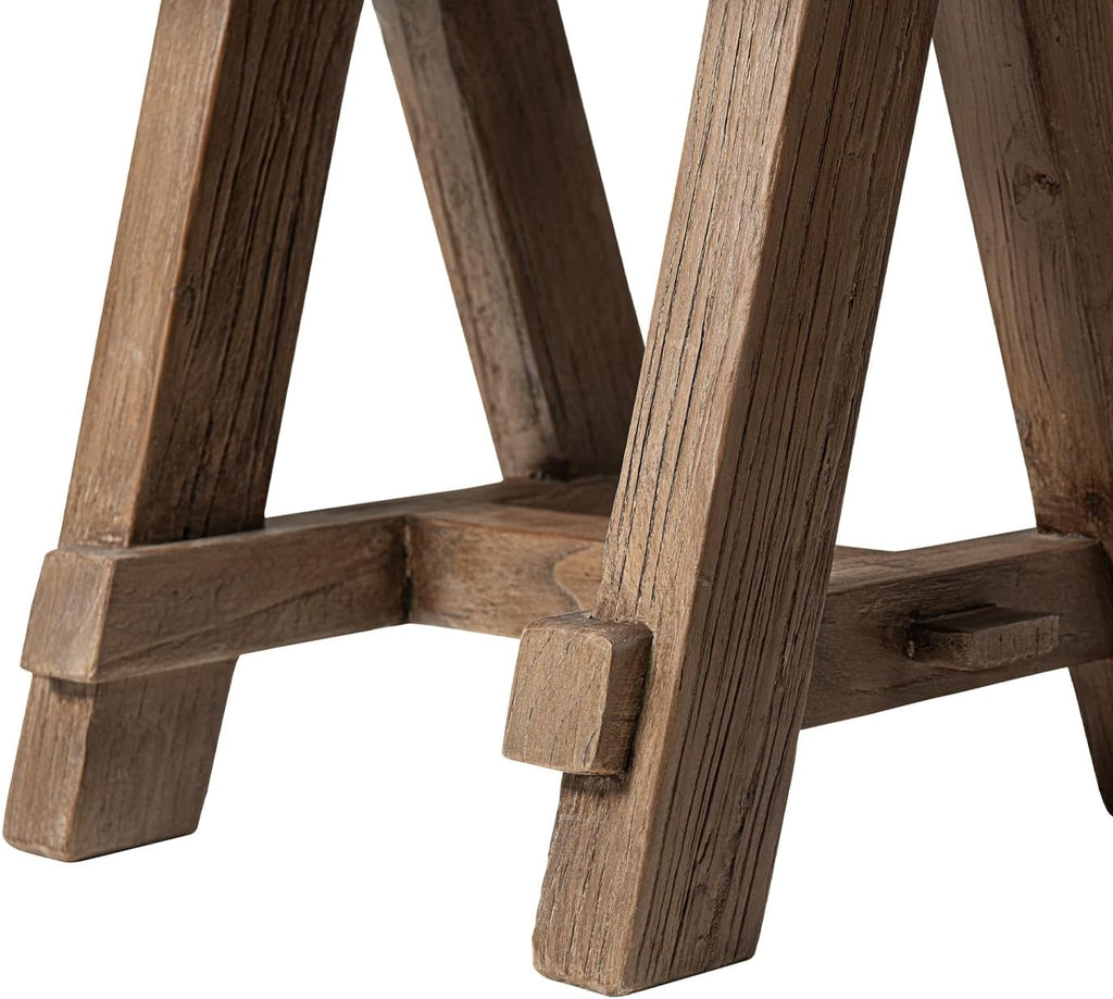 Jennifer Taylor Home Hawthorne 18” Square Reclaimed Elm Trestle Side Table, Heritage Medium-Dark Brown Reclaimed Elm
