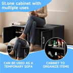 3 Doors Shoe Bench, Waterproof & UV-Resistant, Resin Shoe Cabinet Indoor & Outdoor Use, Entryway Bench with Adjustable Shelves & Hidden Storage Space for Bedroom, Hallway, Black