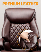 Big and Tall Executive Office Chair with Adjustable Lumbar Support, Extra Wide Seat, Heavy Duty Computer Desk Chair for Long Working Hours, Gaming & Home Office, Quiet Rolling Wheels