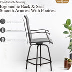 Sophia & William Outdoor Bar Stools Set of 4, Bar Height Patio Chairs, Outdoor Swivel Bar Stools High Top Patio Chairs, Supports 300 lbs (Light Grey Fabric)