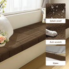 Custom Window Seat Cushions Indoor Waterproof Anti-Cat Scratch Circle Fleece Bay Window Cushion Comfortable Thickened Foam Customized Bench Seating Cushion for Indoor Furniture with Non-Slip Bottom