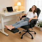 3D Kneading Massage Office Chair, 500lbs Big and Tall Ergonomic Reclining Office Desk Chair with Foot Leg Rest,Black