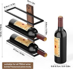 B4Life Wall Mounted Wine Rack for 3 Bottles Wood & Metal Storage | Small Space And Apartments Wine Selection, Newcomers, Dress Up A Blank Wall,Wine Rack Small,Wall Mounted Bar