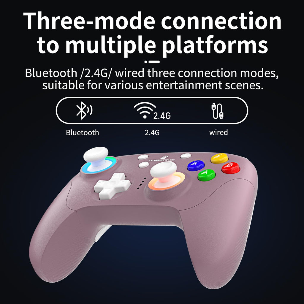RG P01 Wireless Gaming Controller Compatible with Switch Game Controllers RG P01 2.5G Controller Gamepad for Bluetooth/PC/Steam/iOS/Android/Switch Hall Effect RGB Lights [android,ios,nintendo_switch,windows]
