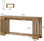 Tribesigns 70.9-Inch Extra Long Entryway Table, Farmhouse Sofa Console Table with Vertical Stripe Legs, 2-Tier Entry Furniture for Living Room, Hallway, Entrance (Light Brown)
