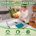 RAINFLOW Wreath Storage Container - 2 PCS Clear Moving Bags Heavy Duty for Christmas Wreaths Garland Clothes Gift Pillow Toy Plastic Storage Bag with Zipper Moving Supplies College Dorm(24 inch)