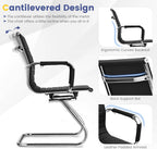 Tangkula Office Guest Chair Set of 2, Heavy Duty Reception Chairs Conference Room Chairs with Protective Arm Sleeves & Sled Base, Modern PU Leather Classic Mid Back Guest Chairs no Wheels