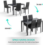 Gizoon 5 Piece Glass Dining Table Set, Kitchen and Chairs for 4, PU Leather Modern Room Sets for Home, Kitchen, Living Room