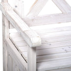 Patio Wooden Bench with Storage Box, 29 Gallon Outdoor Storage Bench, Large Entryway Deck Box w, Unique X Shape Back, for Deck, Porch Balcony, White