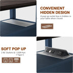 HIFYOBRO 2 Drawers End Table with Flip Top Charging Station Set of 2, Narrow Side Table, Type-C & USB Port & Power outlets, Wooden Storage End Table for Living Room, Bedroom