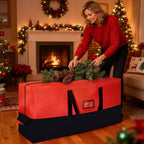 Heavy Duty Christmas Tree Storage Bag for Trees Up to 9ft – Waterproof, 600D Durable Zipper & Handles, Holiday Storage Solution (Black&Red)