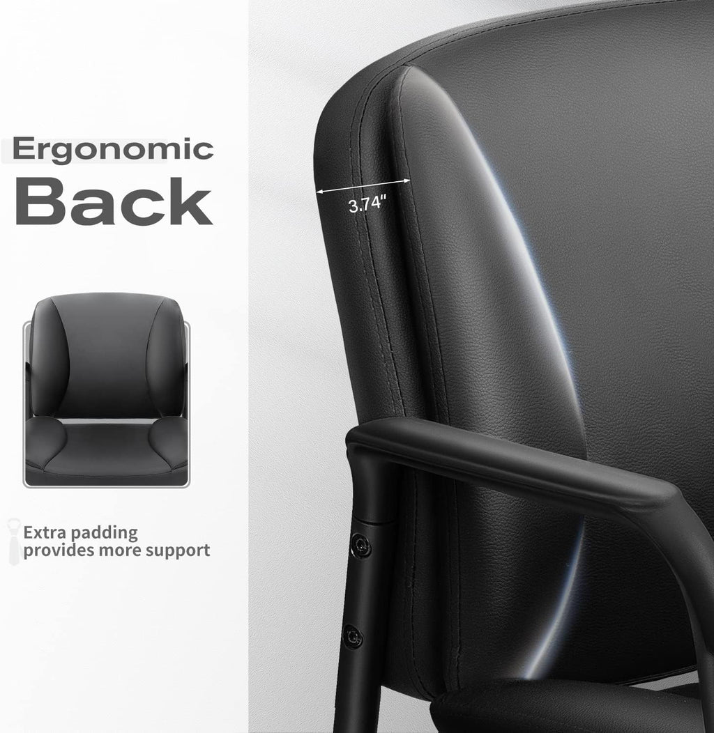 JUMMICO Office Guest Chair Reception Chair for Office Reception Lobby PU Leather Waiting Room Chair with Armrests Executive Office Chair Upholstered Set of 2