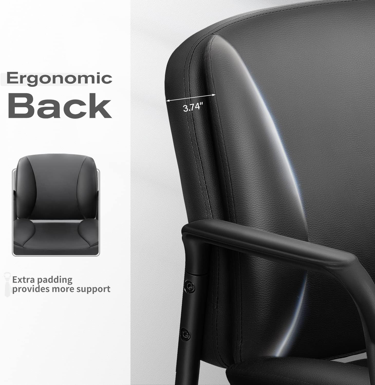JUMMICO Office Guest Chair Reception Chair for Office Reception Lobby PU Leather Waiting Room Chair with Armrests Executive Office Chair Upholstered Set of 2