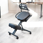 DRAGONN by VIVO Ergonomic Kneeling Chair with Back Support, Adjustable Stool for Home and Office with Angled Seat for Better Posture - Thick Comfortable Cushions, Black, DN-CH-K02B