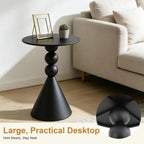 Modern Metal Side Table, Small Black/White End Table 15.7" Round Coffee Table TV Tray for Living Room Bedroom Office (Black)