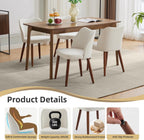 GarveeHome Linen Dining Chair Set of 4 Upholstered Fabric Dining Chair with Wood Legs, Wing Backrest, Wooden Kitchen Chairs with Thick Cushions, Leveling Feet for Dining Room, Living Room, White
