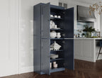 Palace Imports Solid Wood Kitchen Pantry Cabinet - 71.5" Tall x 32" W - Wooden Storage Cabinet w/ 4 Shaker Doors & 4 Adjustable Shelves, Antique Blue, 100% Renewable Eco-Friendly Wood, Made in Brazil