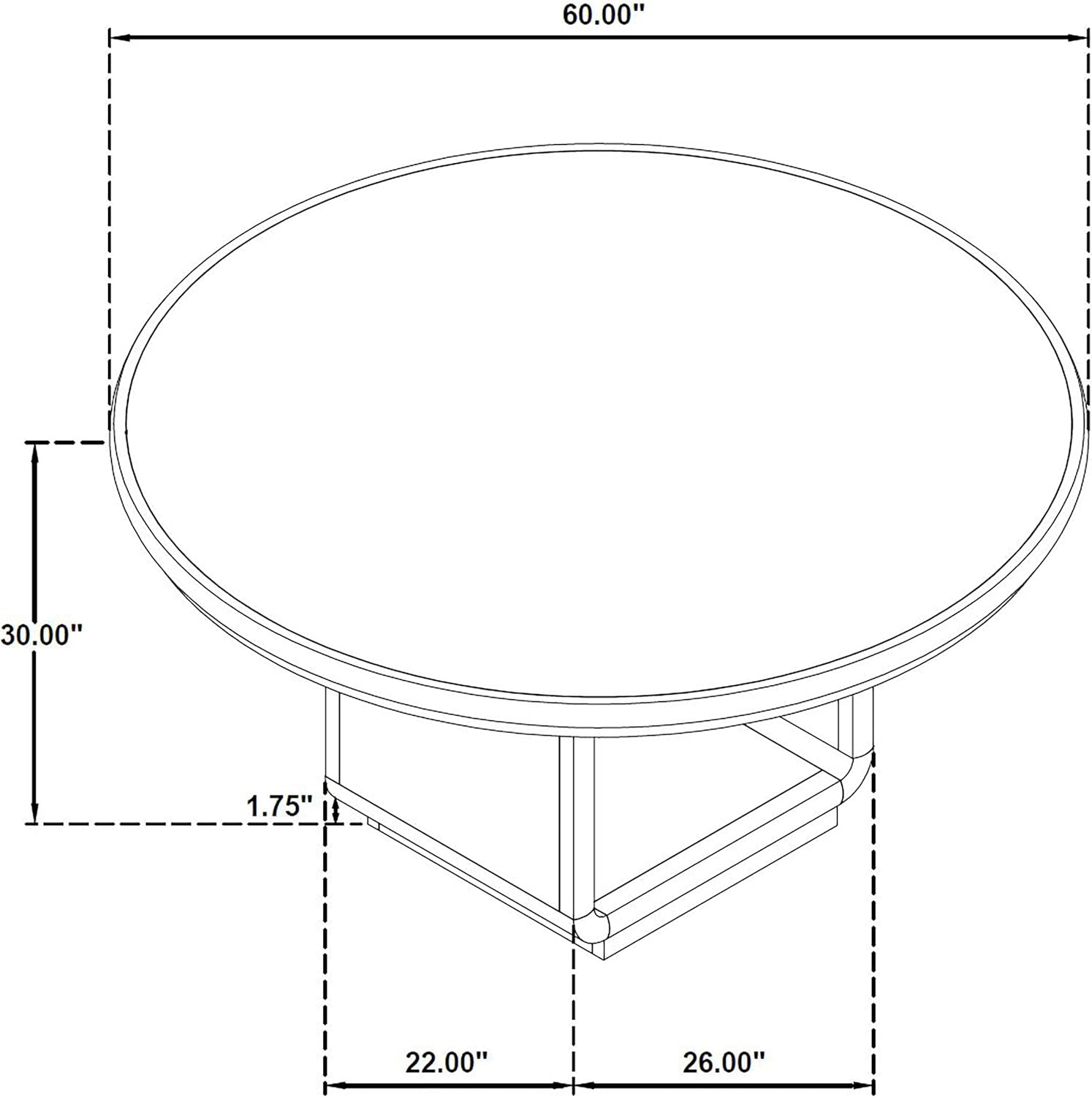 Coaster Home Furnishings - Leandro - Wood - Round Dining Table with Pedestal Base, Ash Veneer and Curved Edges - Dining Room & Kitchen - 60-Inch - Burnished Black - 115390