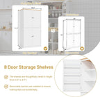 Spaco 71.3" Kitchen Pantry Cabinet,Freestanding Food Storage Cabinet with 2 Drawers and 8 Door Shelves,Versatile Buffet Sideboard for Kitchen,Dining Room. (White)