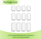 Glass Bud Vases for Flowers - Hewory Blown Modern Small Glass Vases for Centerpieces Set of 12, Mini Clear Bulk Flower Vases for Wedding Party Events Home Decor Floral Arrangement (Not Include Flower)