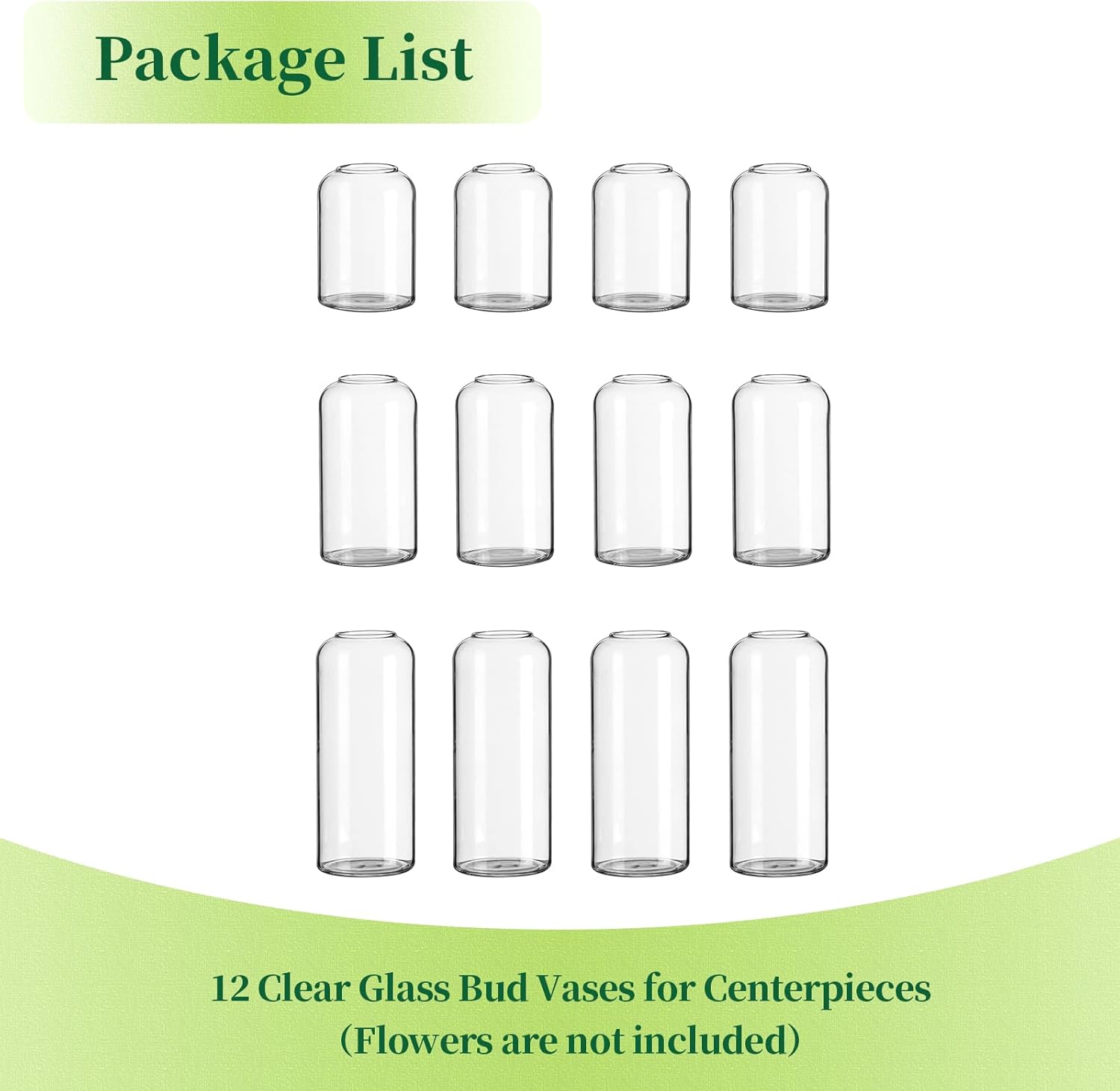 Glass Bud Vases for Flowers - Hewory Blown Modern Small Glass Vases for Centerpieces Set of 12, Mini Clear Bulk Flower Vases for Wedding Party Events Home Decor Floral Arrangement (Not Include Flower)