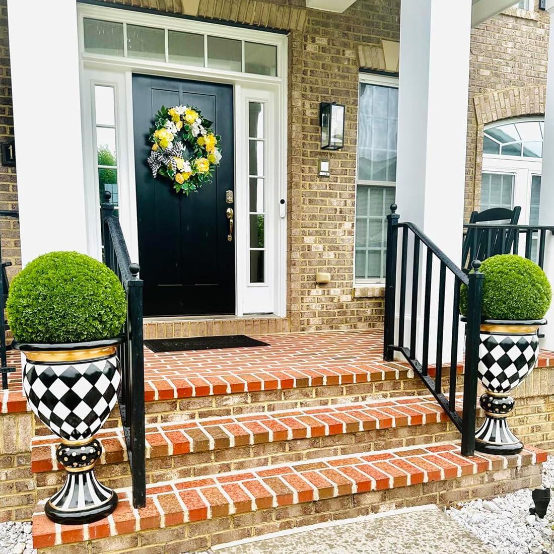 3rd Street Inn Large Cypress Topiary Ball - Artificial Plant Set - Indoor/Outdoor Wedding Party Decor - Faux Foliage Garden Sphere - Tree and Bush Substitute (15", 2 Pack)