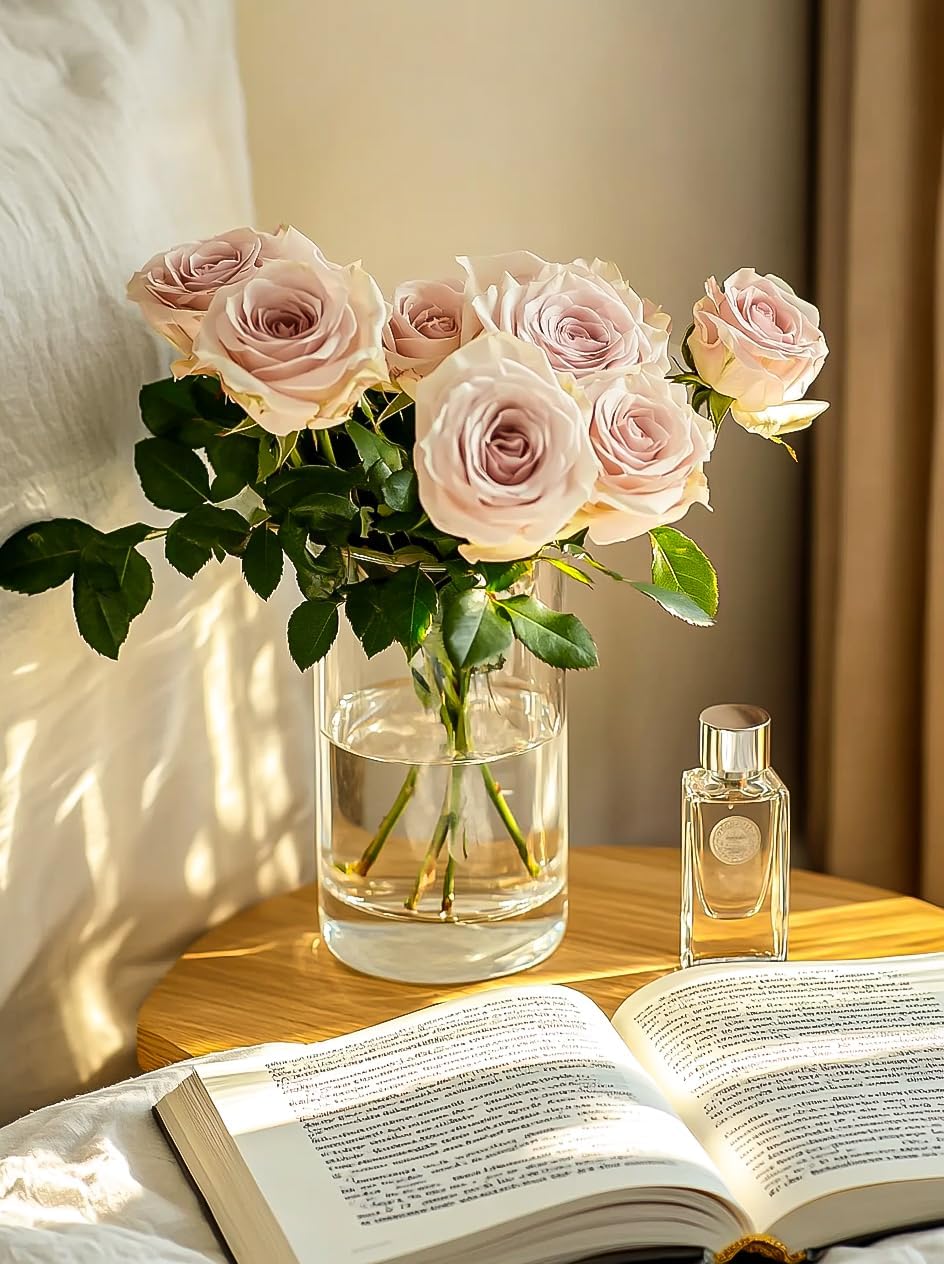 UPBUD 6 Inch Glass Cylinder Vases for Centerpieces | 12Pcs Clear Small Flower Vase for Wedding Decorations, Floating Candle Vases in Bulk, Hurricane Candle Holders for Table, Home Décor