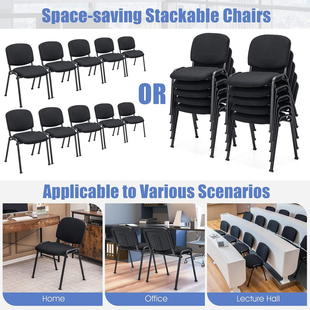 S AFSTAR Set of 10 Conference Chairs, Stackable Chair with Padded Cushion, Ergonomic Office Guest Reception Chair, Guest Chairs for Reception Waiting Room Meeting Room Office Lobby Church (10 Pack)