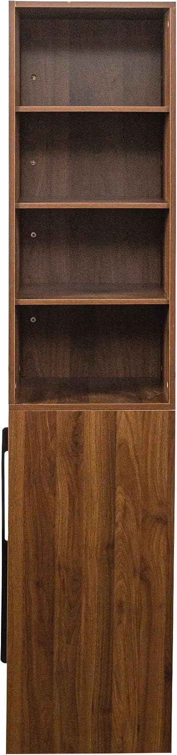 Jmyab 70.87" Tall Kitchen Pantry Cabinet, Kitchen Pantry with 4-Tier Side Shelf and 2 Drawers, Freestanding Storage Cabinet with Microwave Stand for Dining Room, Walnut