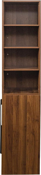Jmyab 70.87" Tall Kitchen Pantry Cabinet, Kitchen Pantry with 4-Tier Side Shelf and 2 Drawers, Freestanding Storage Cabinet with Microwave Stand for Dining Room, Walnut