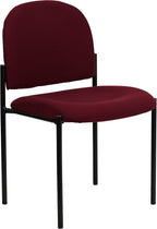 EMMA + OLIVER Comfort Burgundy Fabric Stackable Steel Side Reception Chair