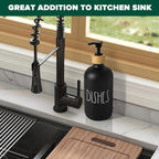 Dish Soap Dispenser for Kitchen, Matte Black Soap Dispenser, Glass Dishes Soap Dispenser with Bamboo Pump, 17 Fl Oz Refillable Liquid Soap Bottle Container, Farmhouse Kitchen Deco