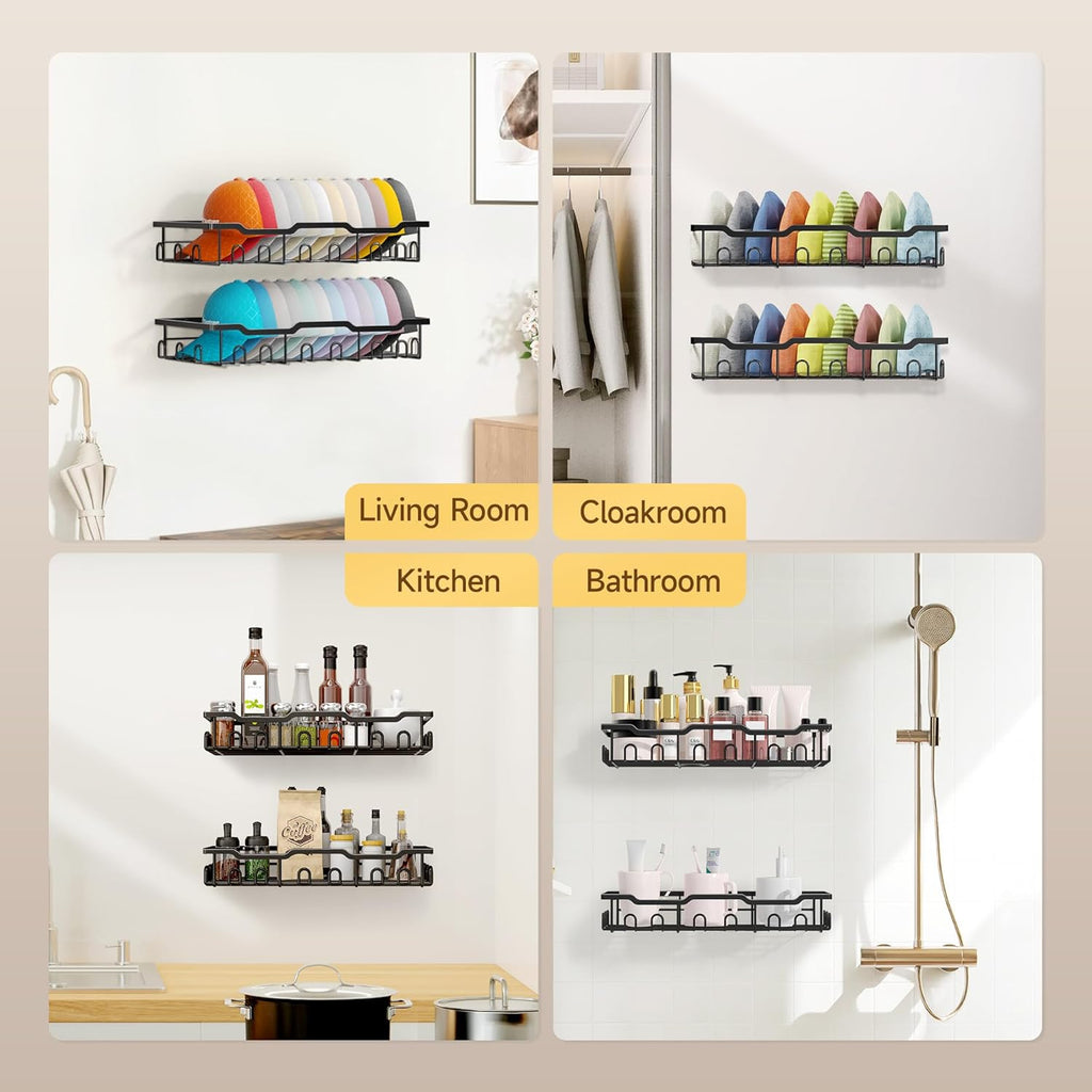 Nicetree Hat Rack for Wall - 2 Pack Metal Hat Organizer for Baseball Caps - Heavy Duty Wall Mounted Baseball Cap Organizer and Hat Storage for Closet Wall or Bedroom - Holds 48 Caps,Black