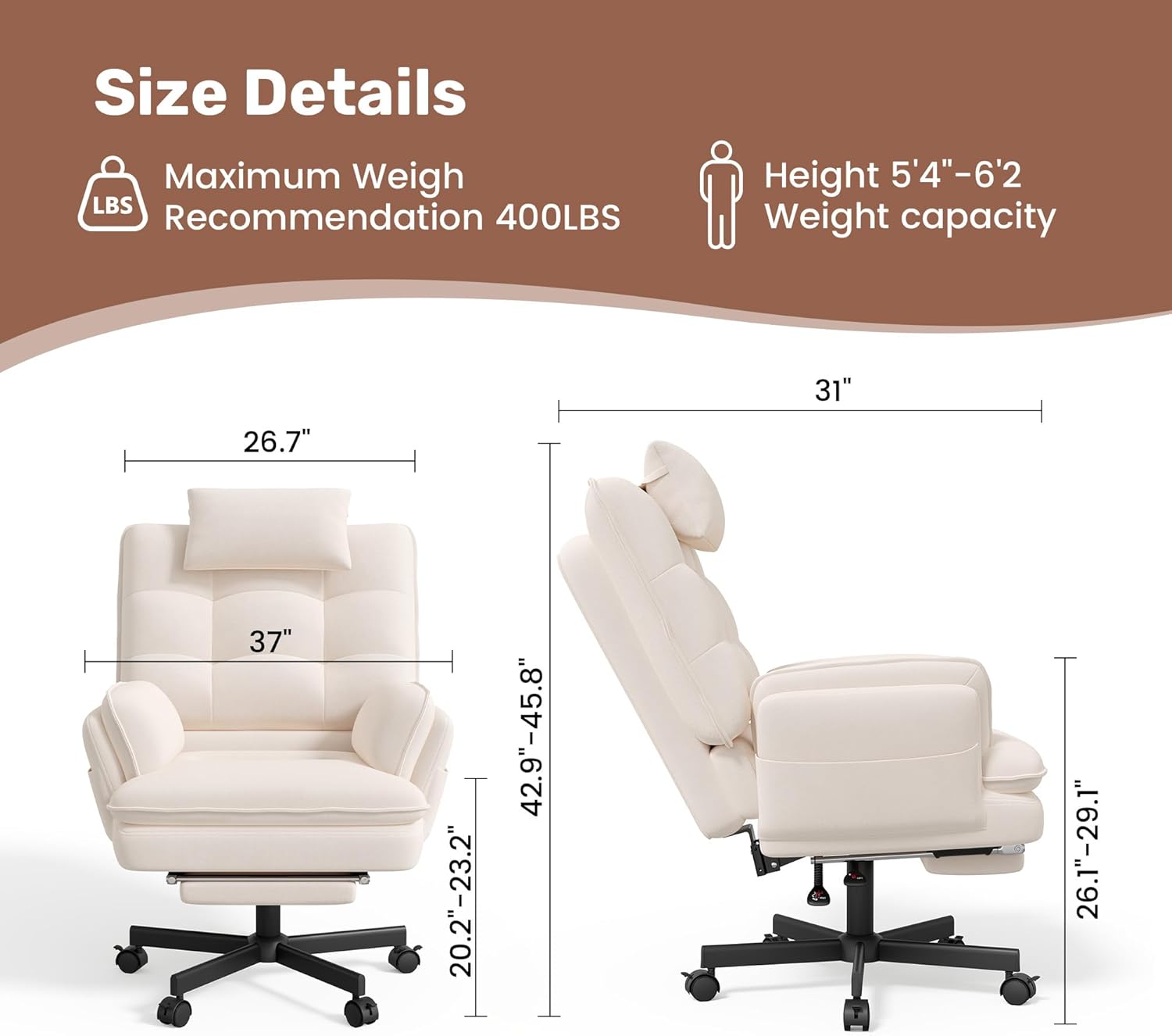 Criss Cross Office Chair with Foot Rest, Big and Tall Criss Cross Chair with Flip-Up Arms and Headrest, 135° Reclining Swivel Velvet Cross Legged Office Chair with Wheels, Cloud Chair for Home (Beige)
