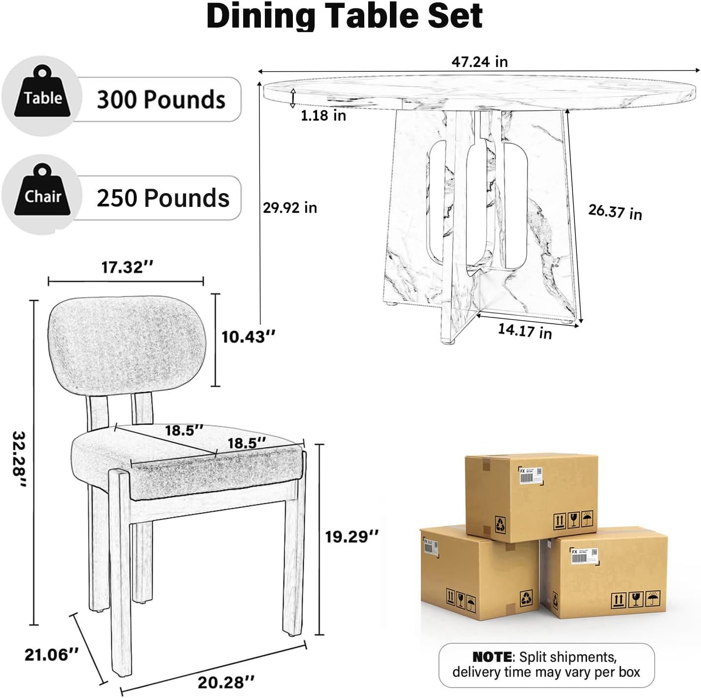 Modern 5-Piece Dining Table Set with 4 Chairs,Oak Round MDF Dining Table, Beige Fabric Upholstered Chairs with Natural Wood Legs for Kitchen Dining Room Home