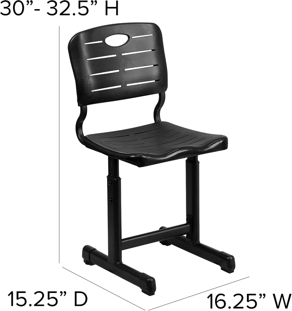Flash Furniture Nila Set of 6 Adjustable Height Black Student Chairs with Black Pedestal Frames