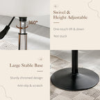 LUE BONA Adjustable Vanity Stool, 360 Swivel Chair for Makeup Room, White Faux Leather Stool for Bathroom & Living Room