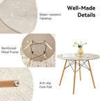5-Piece Round Dining Table Set, Small 35.5" Kitchen Table Chairs Set of 4 Space Saving Furniture, Plastic Seats, Solid Wood Legs, for Living Room Apartment Office Home, Sand