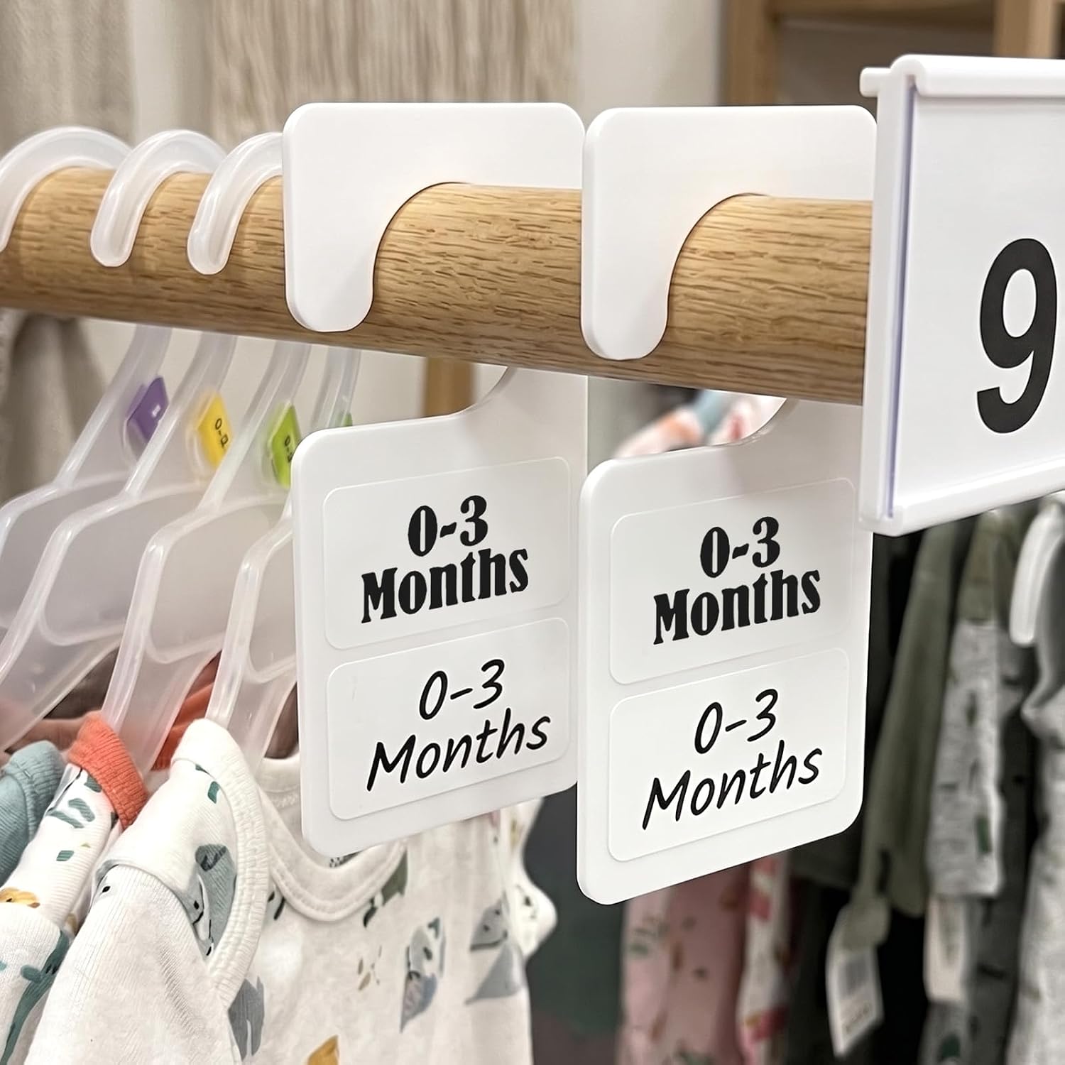 42 Pack Clothing Rack Dividers with 42 Blank Labels & 3 Letter Stickers, White PVC Closet Organizers for Hanging Clothes (2.4 x 1 Inch Labels)