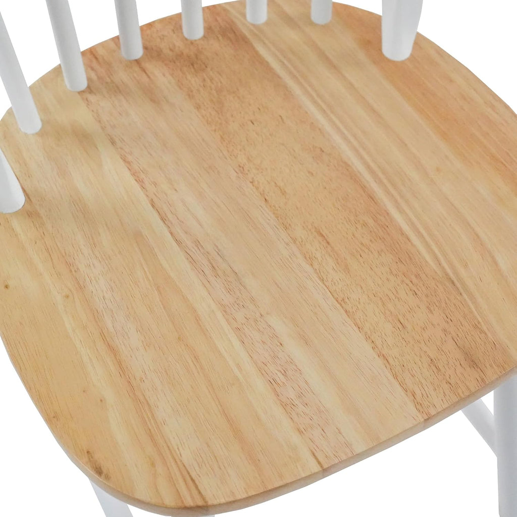 Windsor Dining Chairs Spindle Kitchen Chairs Set of 2, Countryside Solid Wood Kitchen Chairs for Dining Room/Living Room/Home Office/Reception, White, Round Back