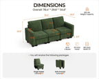 CHIC HOUSE Modular Sectional Sofa with Storage Ottomans, Corduroy Cloud Couch for Small Spaces & Apartments, Reconfigurable L/U Shaped Convertible Corner Sofa, Beige, 5 Seater Sectional